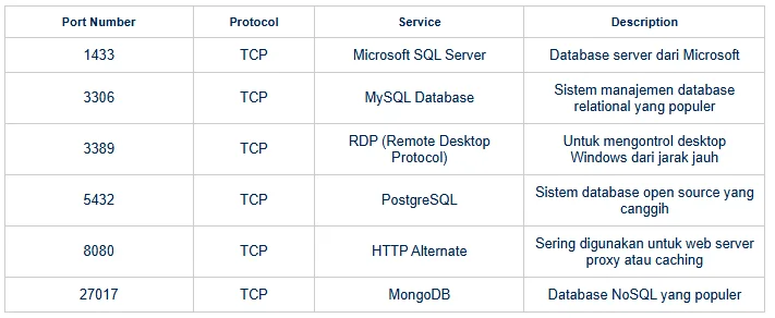 Contoh Registered Ports