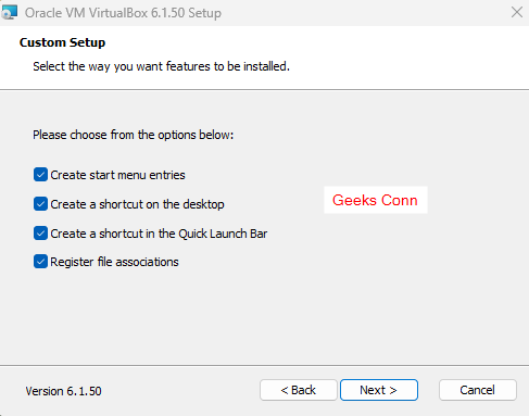 Custom Setup Features Oracle VM VirtualBox