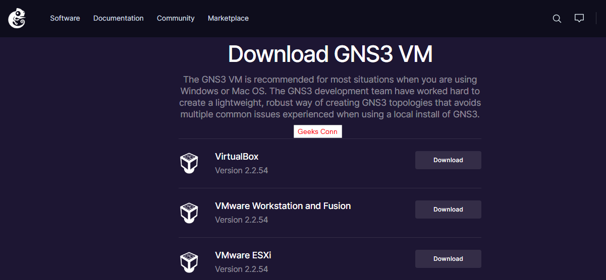 GNS3 VM Server di VirtualBox