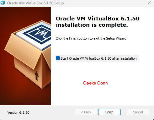 Installation Complete Oracle VM VirtualBox