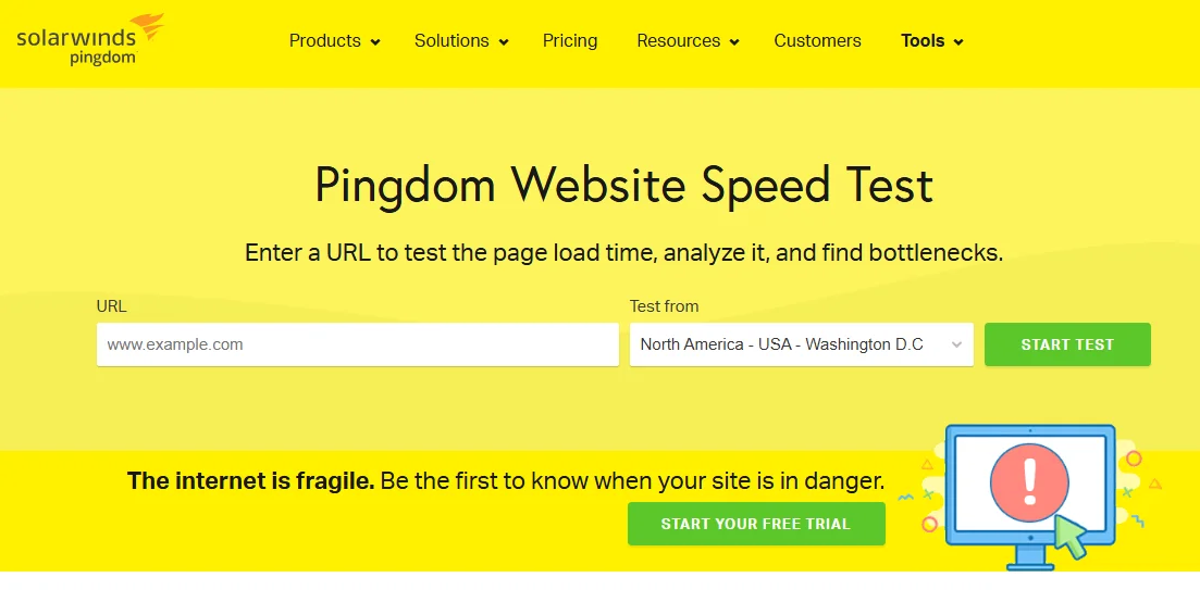 Pingdom Web Speed Test Test Perfomance Website