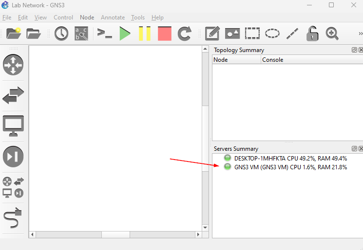 GNS3 VM Server di VirtualBox