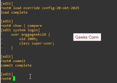 Backup Restore Configuration Juniper