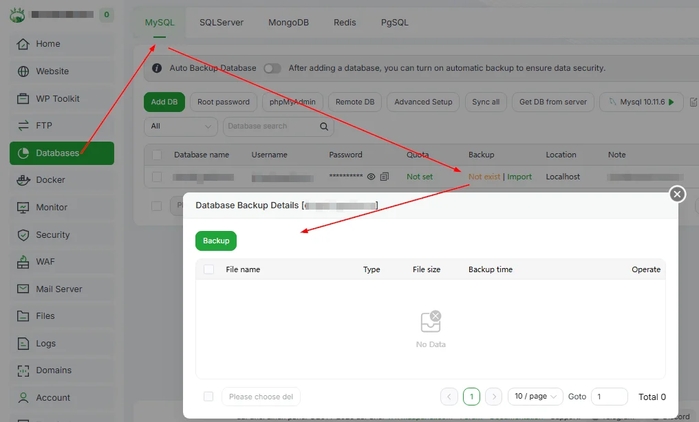 Backup Database MySQL Website