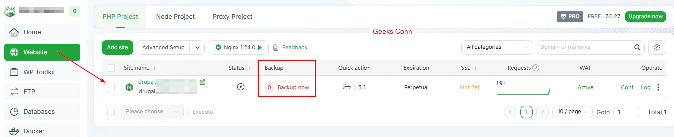 Backup Website di aaPanel