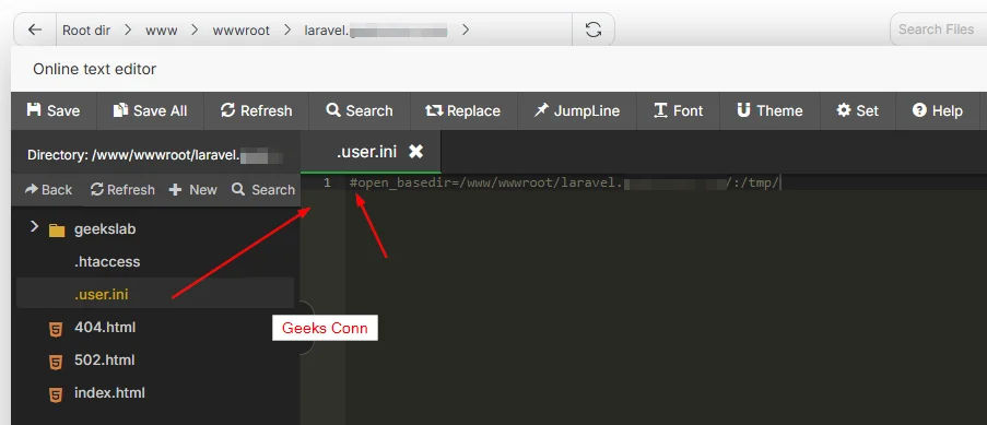 Comment open_basedir pada file .user.ini