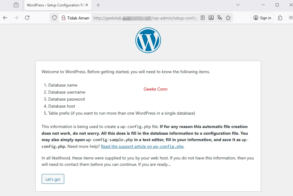 Configure Database WordPress