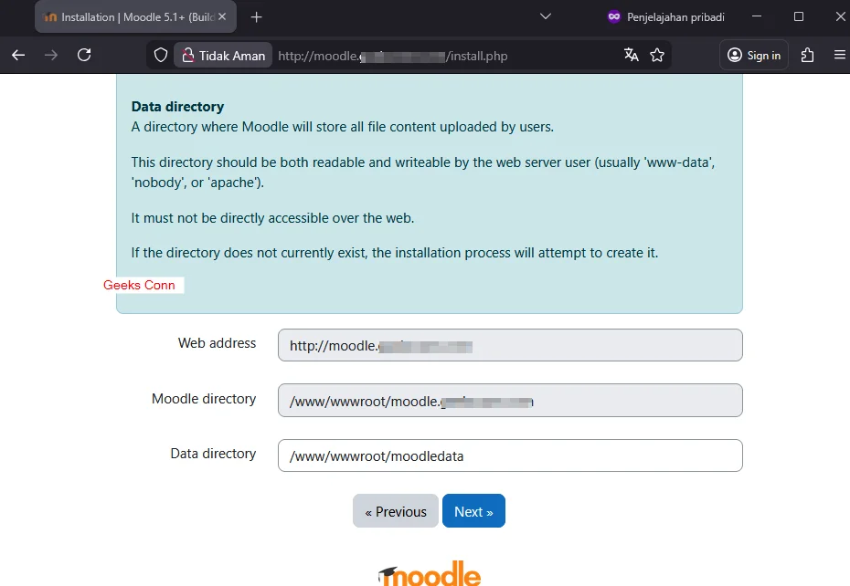 Confirm Paths Directory Moodle