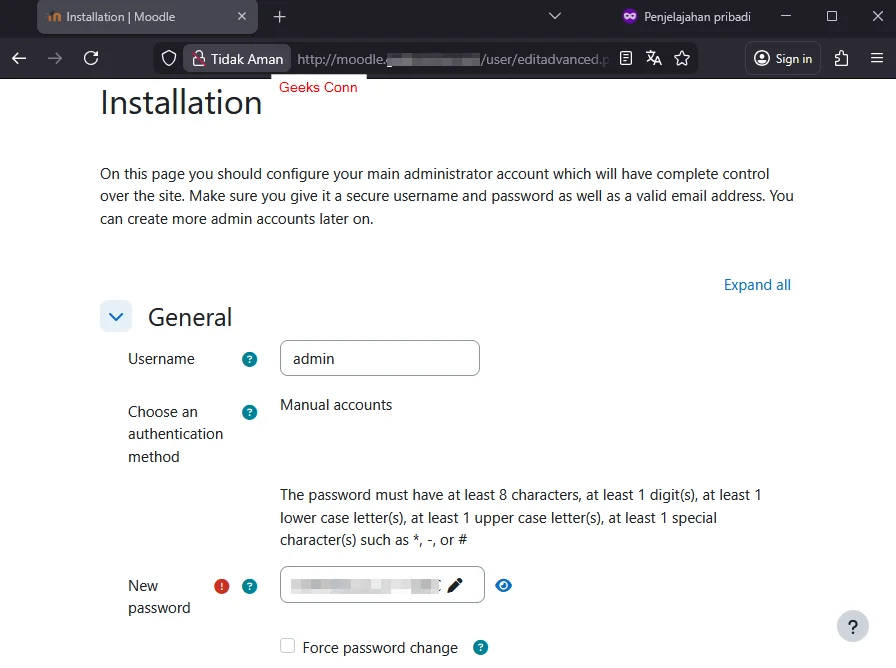 Create Account Admin Moodle