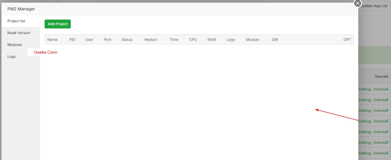 Dashboard PM2 Manager