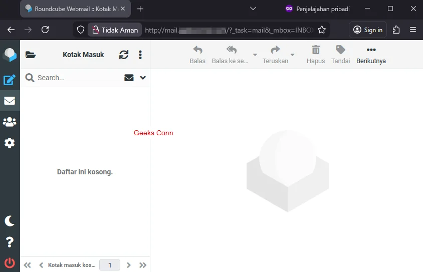Dashboard RoundCube Webmail