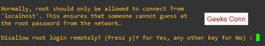 Disallow root login remotely