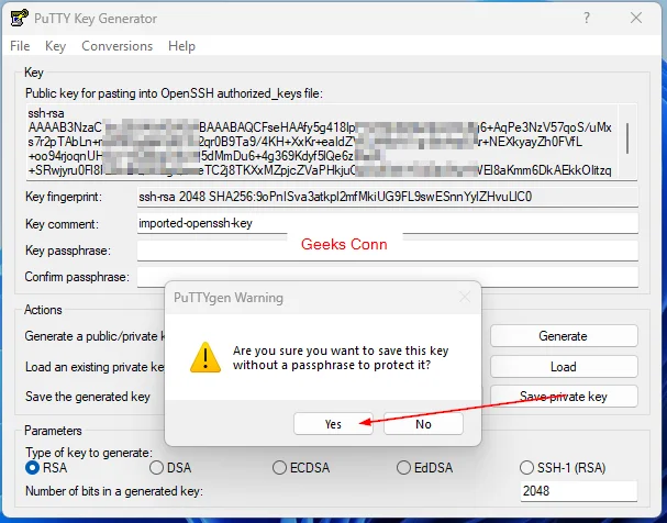 Export Private Key ppk