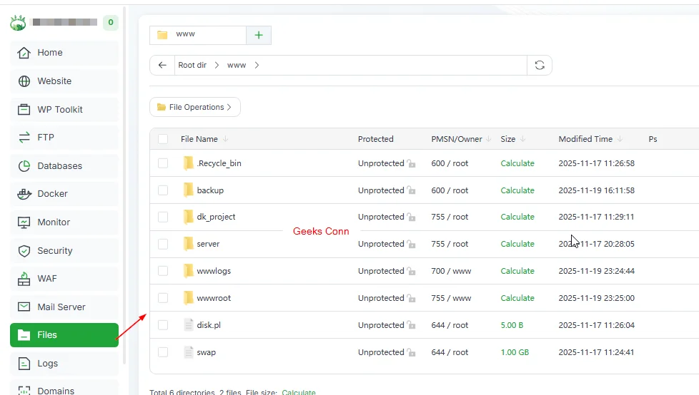 File Manager aaPanel Lokasi Folder Logs