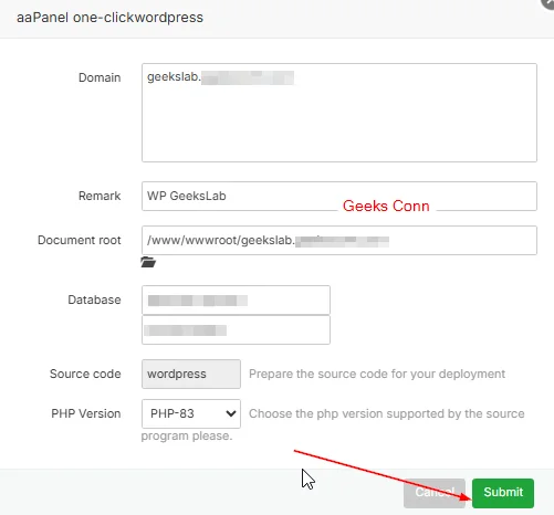 From Instalasi WordPress one-click deployment