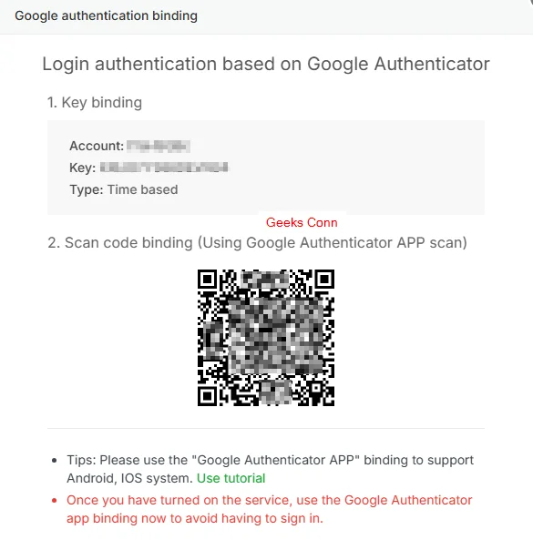 Google authentication binding