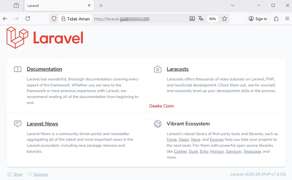 Halaman Framework Laravel