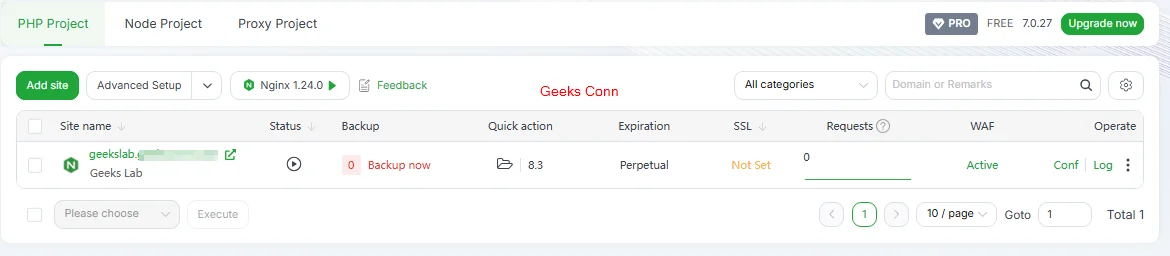 Hasil Menghubungkan Domain ke Website aaPanel