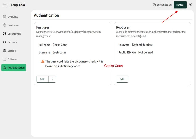 Install openSUSE Leap Server