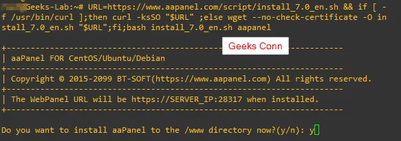 Konfirmasi Install aaPanel
