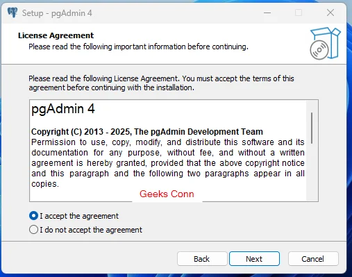 License Agreement pgAdmin