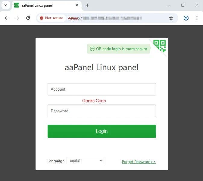Login Control Panel aaPanel