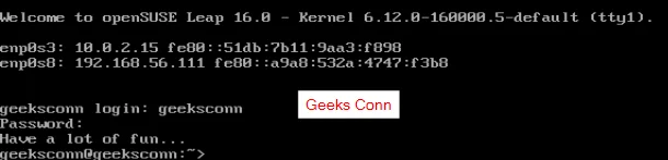 Login Username Password openSUSE