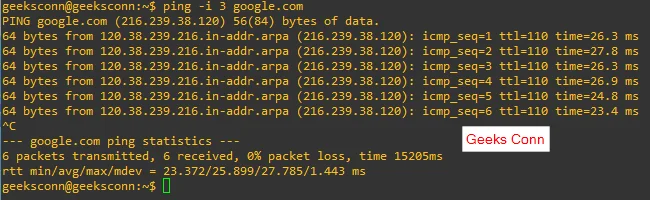 Melakukan Ping Interval 3 Detik
