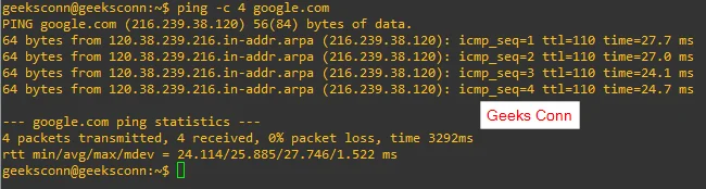 Melakukan Ping Sebanyak 4x