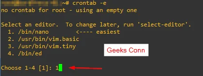 Memilih Text Editor Membuka Konfigurasi Crontab
