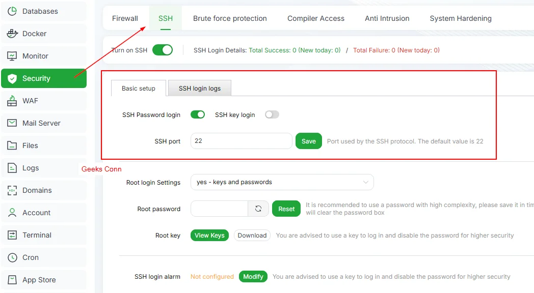 Mengganti Port SSH Server aaPanel