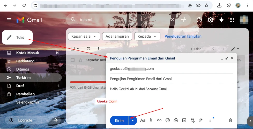 Mengirim E-Mail dari Gmail ke Mail Private