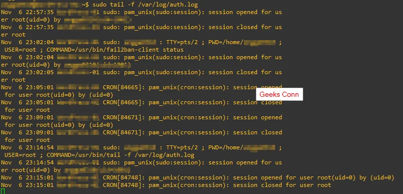 Monitoring Authentication Log