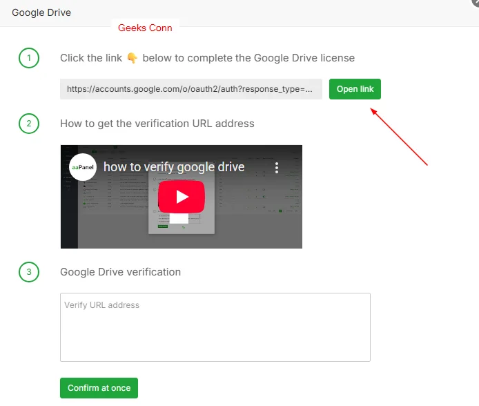 Setup Google Drive aaPanel