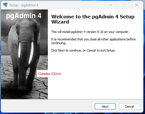 Setup Wizard pgAdmin