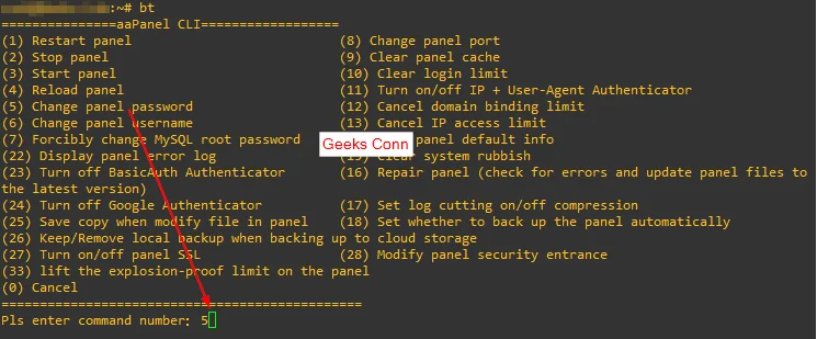 aaPanel CLI Reset Password