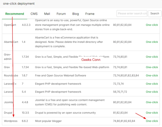 one-click deployment WordPress