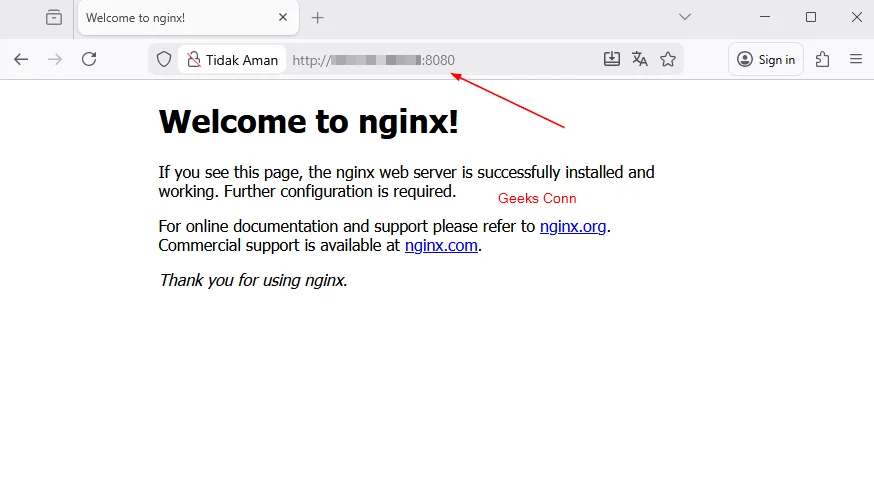 Akses Container Nginx di Browser