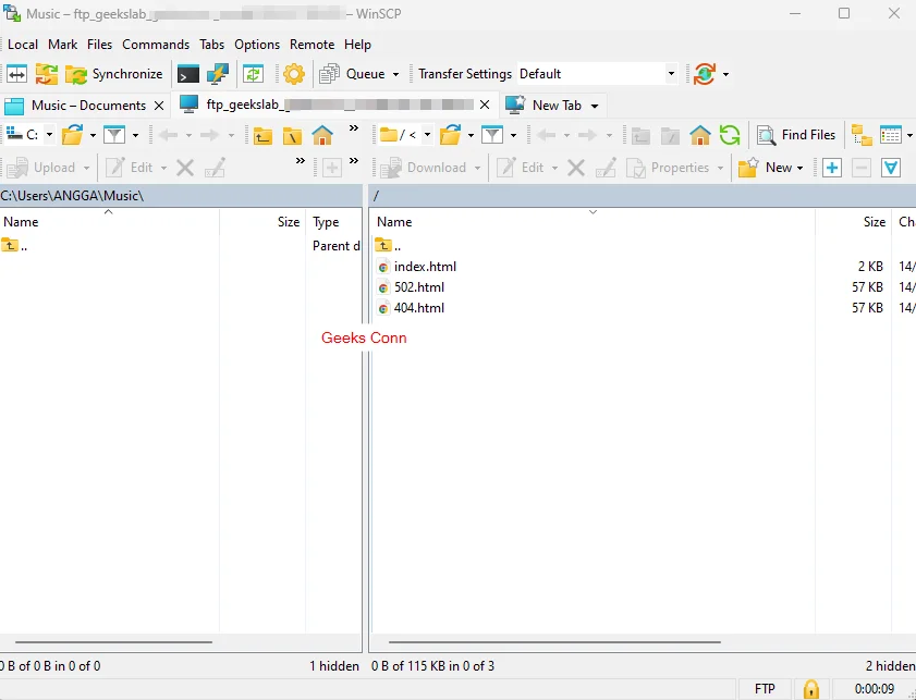 Berhasil Login FTP Server Enkripsi SSL