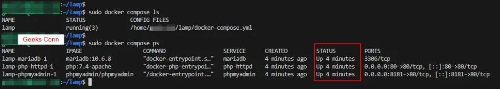 Cek Status Continer Docker Compose