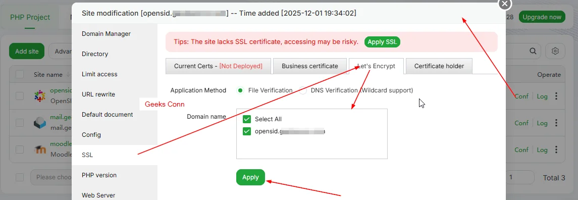 Configuration Protocol SSL