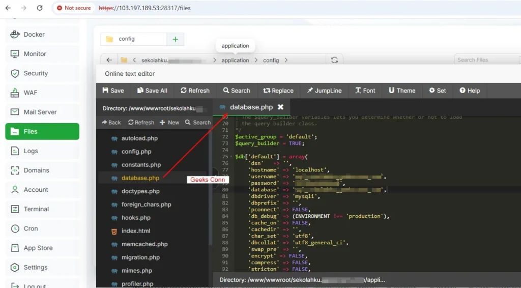 Configuration Username Password Database File Config Sekolahku