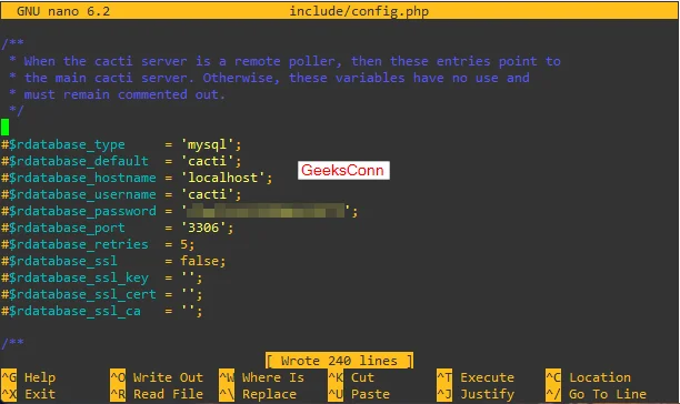 Configuration file config Cacti