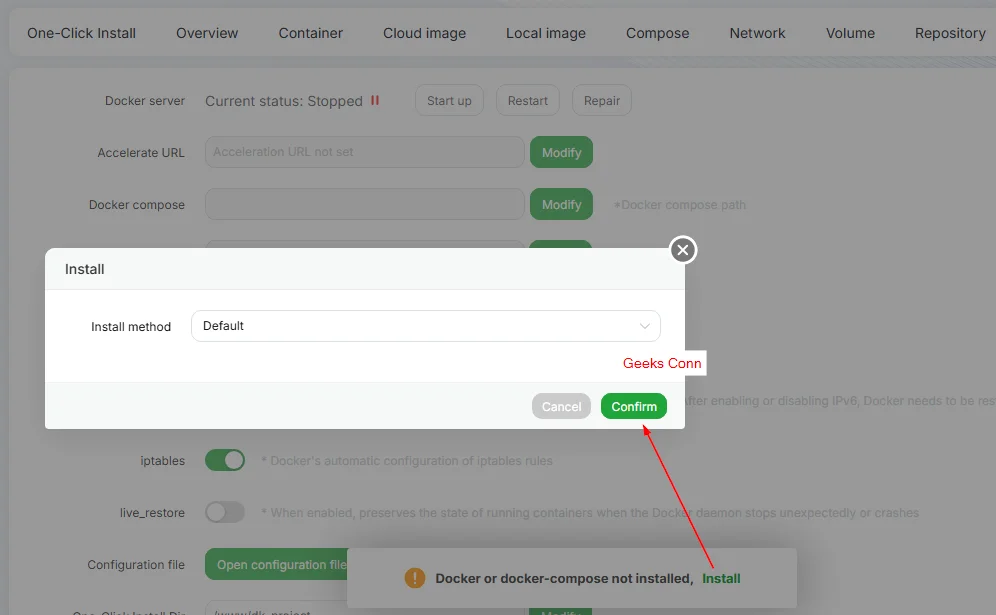 Confirm Install Docker dan docker-compose
