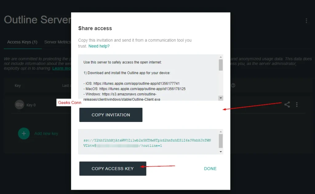 Copy Access KEY Outline Server