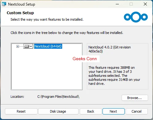 Custom Setup Features NextCloud