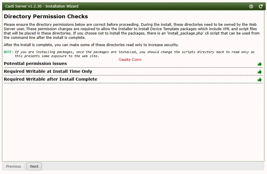 Directory Permission Check Cacti Server