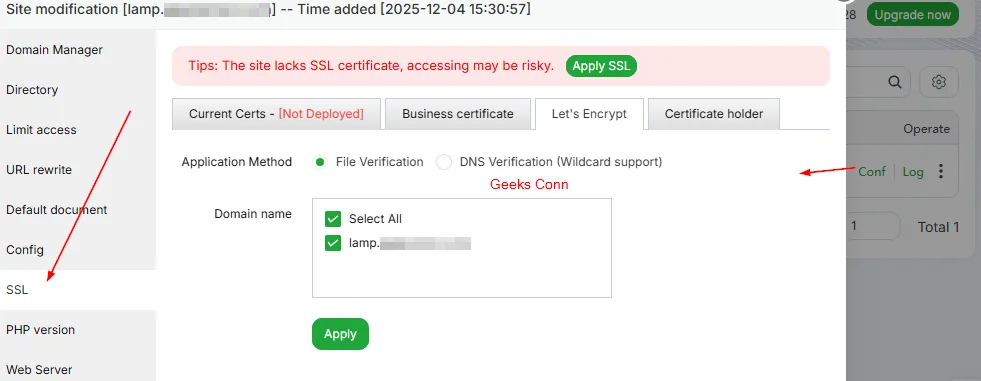 Enable SSL Lets Encrypt Stack LAMP