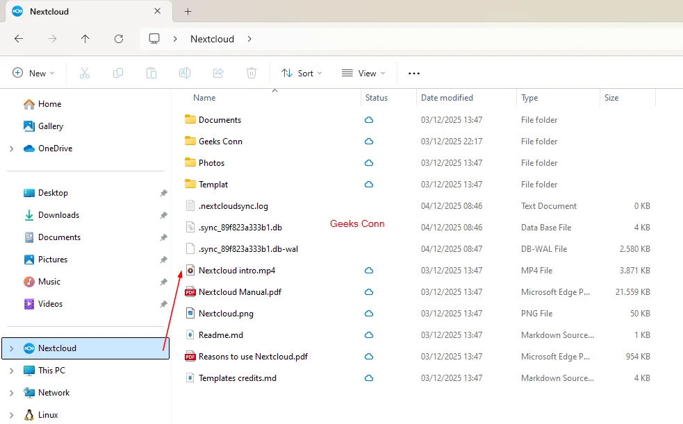 File Explorer NextCloud Client Synchronize