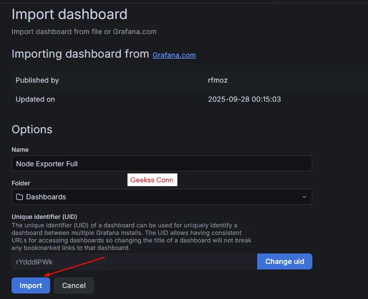 Import Dashboard From Grafana